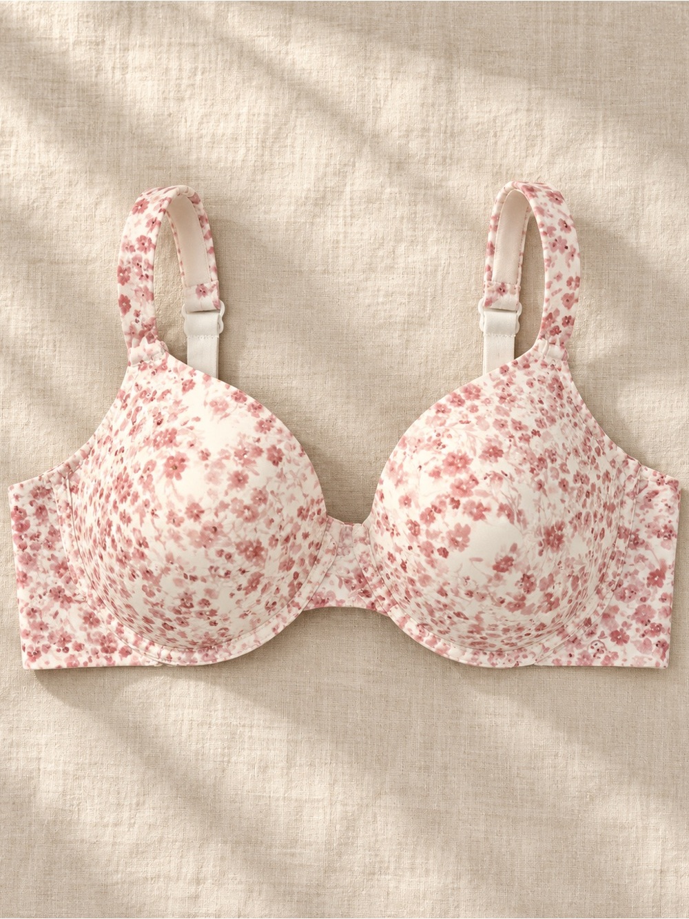 Jessica Simpson Cream Pink Floral Print Bra 38D